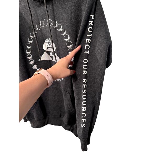 NWT! Farmers Market Hawaii Mens M Embroidered Hoodie Moon Cycles Sweatshirt Gray - Picture 4 of 9